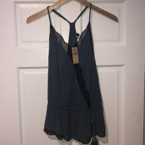 AE Navy Tie Waist Tank Top